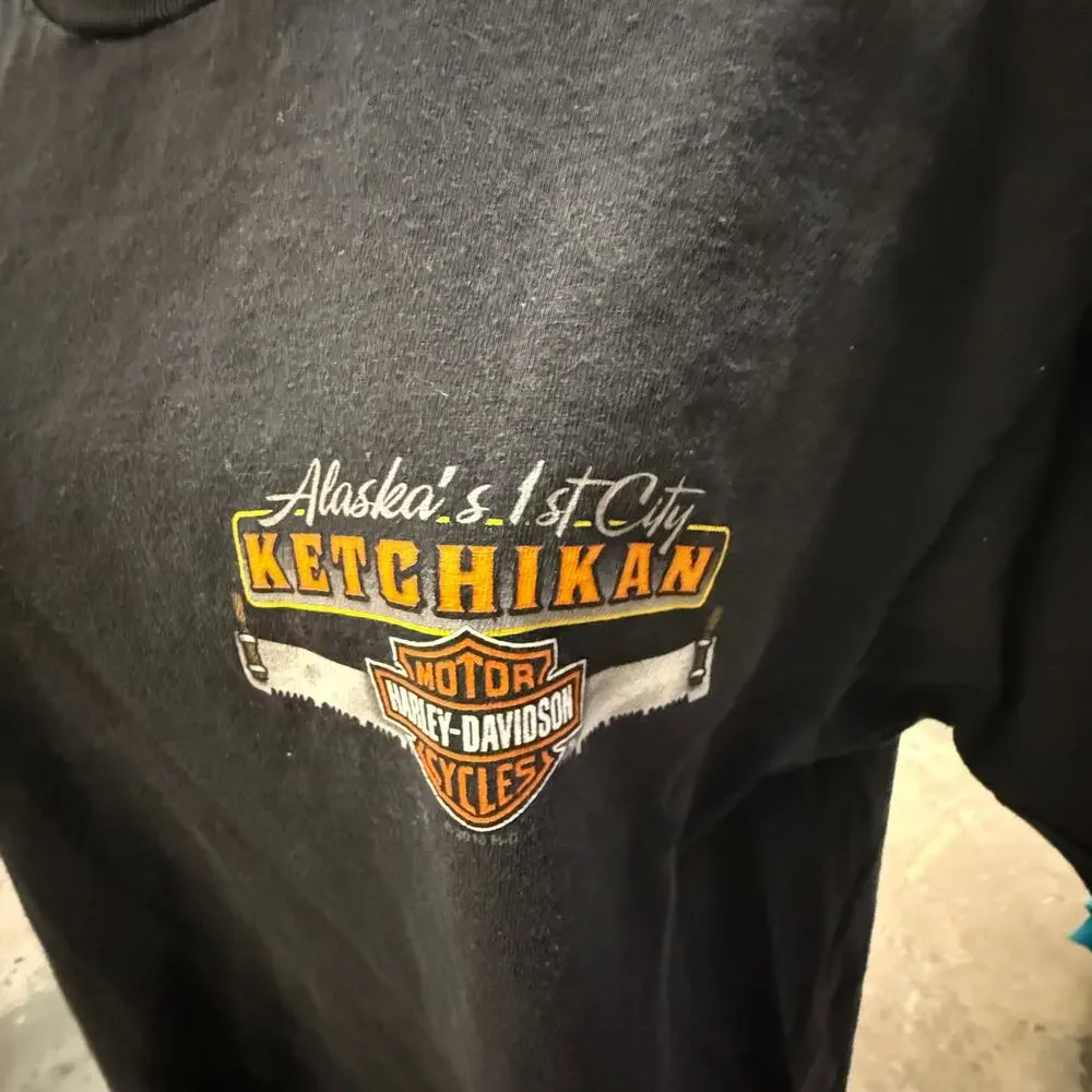 🏍️ Harley Davidson Ketchikan L Alaska Graphic Tee Black Biker Streetwear Shirt - Picture 4 of 4